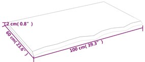 Πάγκος Μπάνιου Αν. Καφέ 100 x 60 x 2 εκ. Επεξεργ. Μασίφ Ξύλο - Καφέ