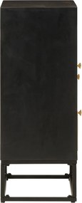 vidaXL Ντουλάπι Μαύρο 55x30x76 εκ. από Μασίφ Ξύλο Μάνγκο και Σίδηρο