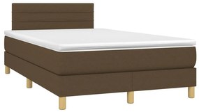 vidaXL Κρεβάτι Boxspring με Στρώμα &amp; LED Σκ.Καφέ 120x200 εκ Υφασμάτινο