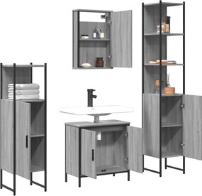 vidaXL Σετ Επίπλων Μπάνιου 4 Τεμαχίων Γκρι Sonoma Επεξεργασμένο Ξύλο