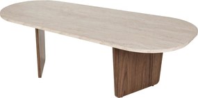 Τραπεζάκι Σαλονιού Τραβερτίνη / Καρυδί LANAS 130x65x40
