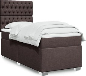 vidaXL Κρεβάτι Boxspring με Στρώμα Σκούρο Καφέ 90x190 εκ. Υφασμάτινο