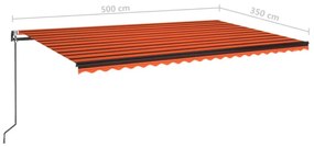 Τέντα Συρόμενη Αυτόματη Πορτοκαλί / Καφέ 500 x 350 εκ. - Πολύχρωμο