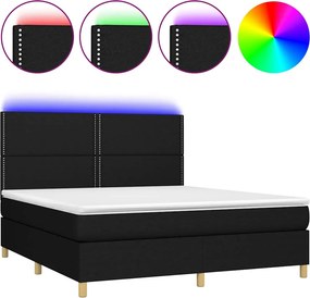 vidaXL Κρεβάτι Boxspring με Στρώμα &amp; LED Μαύρο 160x200 εκ. Υφασμάτινο