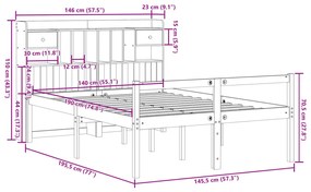 ΚΡΕΒΑΤΙ ΒΙΒΛΙΟΘΗΚΗ ΧΩΡΙΣ ΣΤΡΩΜΑ 140X190 ΕΚ ΜΑΣΙΦ ΞΥΛΟ ΠΕΥΚΟΥ 3322048