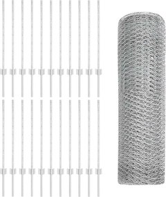 vidaXL Τεντώτο με στήριγμα Ασημί 0,8 x 50 μ Ατσάλι