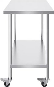 VEVOR Stainless Steel Work Table Commercial Prep Table 24x48 Inch With 4 Casters