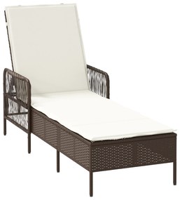 vidaXL Ξαπλώστρα Ήλιου Καφέ και Κρεμ PE Ρατάν 157 x 55 x 92 εκ