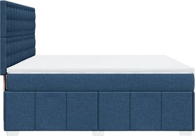 vidaXL Κρεβάτι Boxspring με Στρώμα Μπλε 180x200 εκ. Υφασμάτινο