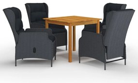vidaXL Σετ Τραπεζαρίας Κήπου 5 Τεμαχίων Σκούρο Γκρι
