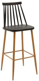 Σκαμπό μπαρ Aurora pakoworld PP μαύρο-φυσικό πόδι 42x49x109εκ