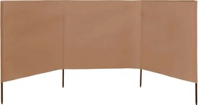vidaXL Προστατευτικό Αέρα με 3 Πάνελ Taupe 400 x 80 εκ. Υφασμάτινο