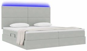 vidaXL Κρεβάτι με αποθηκευτικό χώρο και LED Ανοιχτό γκρι 200 x 200 cm