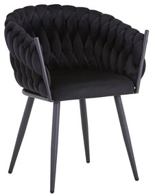 Καρέκλα Vivian pakoworld μαύρο βελούδο-πόδι μαύρο μέταλλο 61x55x80εκ
