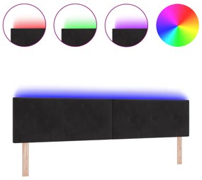 vidaXL LED Κεφαλάρι με Κουμπιά Μαύρο 100 εκ Βελούδο
