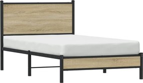 vidaXL Σκελετός Κρεβ. Χωρίς Στρώμα Sonoma Δρυς 100x200 εκ. Μεταλλικό