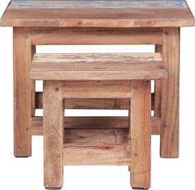 vidaXL Τραπεζάκια Ζιγκόν 2 τεμ. από Μασίφ Ξύλο Μαόνι