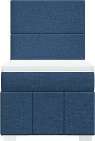 vidaXL Κρεβάτι Boxspring με Στρώμα Μπλε 90x200 εκ.Υφασμάτινο