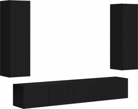 vidaXL Σετ επίπλου τηλεόρασης 3 pcs Μαύρο Επεξεργασμένο Ξύλο