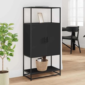 Ντουλάπι Μαύρο από 68x35x139 cm Επεξεργασμένο Ξύλο και μέταλλο - Μαύρο