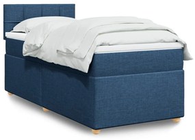 Κρεβάτι Boxspring με Στρώμα Μπλε 80x200 εκ. Υφασμάτινο