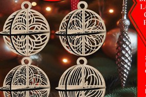 Intra απο ξύλο plywood 3mm-4mm πάχος Τρισδιάστατο Χριστουγεννιάτικων Μπάλων V17 Δίασταση 1x1 cm INTRAFABR-108537016