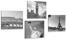 Σετ εικόνων ασπρόμαυρα ιστορικά μνημεία - 4x 60x60