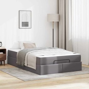 vidaXL Σκελετός κρεβατιού με στρώμα Γκρι 120 x 200 cm Τεχνητό δέρμα