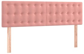 vidaXL Κρεβάτι Boxspring με Στρώμα &amp; LED Ροζ 140x200 εκ. Βελούδινο