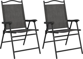 vidaXL Πτυσσόμενες καρέκλες 2 τεμ. Melange Grey Steel και Textilene