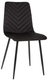 DINING CHAIR LATRELL  BLACK VELVET &amp; BLACK METAL LEGS 43x54x88Hcm.