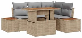 vidaXL Σετ Καναπέ Κήπου με αποθήκευση 5 pcs Μπεζ Πολυ ράταν
