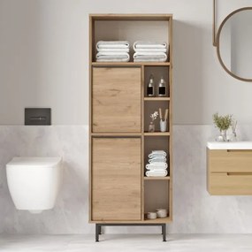 Stewehome Ντουλάπι Μπάνιου MDF με Μεταλλικά Πόδια δρυς 161.6x60x35.5 cm