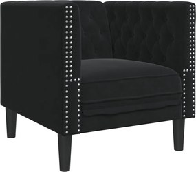 vidaXL Πολυθρόνα Chesterfield Μαύρο Βελούδινη