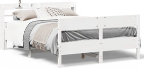 vidaXL Σκελετός Κρεβ. Χωρίς Στρώμα Λευκό 140x200 εκ Μασίφ Πεύκο