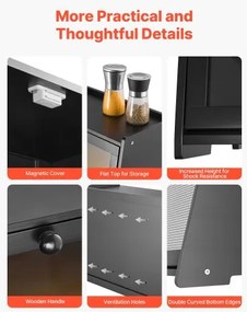 VEVOR Double Layer Bread Box for Kitchen Counter Bamboo Storage Bread Container