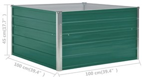 vidaXL Ζαρντινιέρα Ψηλή Πράσινη 100x100x45 εκ. Γαλβανισμένος Χάλυβας