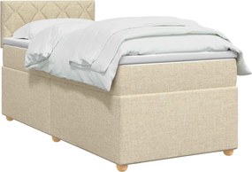 vidaXL Κρεβάτι box spring με στρώμα Κρεμ 100 x 200 cm Ύφασμα
