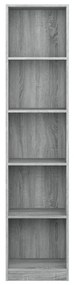 Βιβλιοθήκη με 5 Ράφια Γκρι Sonoma 40x24x175 εκ. Επεξεργ. Ξύλο - Γκρι