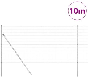 vidaXL Φράχτης με Στήλες. Ασημί 1.4 x 10 m Ατσάλι