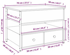 ΤΡΑΠΕΖΑΚΙ ΣΑΛΟΝΙΟΥ SONOMA ΔΡΥΣ 70X50X50 ΕΚ. ΕΠ. ΞΥΛΟ &amp; ΜΕΤΑΛΛΟ 845382