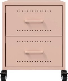 vidaXL Κομοδίνο Ροζ 36x39x43,5 εκ. από Χάλυβα