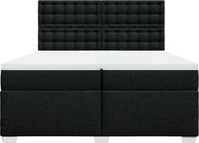 vidaXL Κρεβάτι Boxspring με Στρώμα Μαύρο 200x200 εκ. Υφασμάτινο