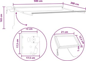 vidaXL Χειροκίνητη αναδιπλούμενη τέντα με LED Άμμος