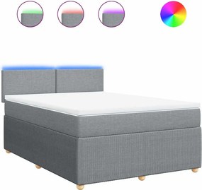 vidaXL Κρεβάτι Boxspring με Στρώμα Ανοιχτό Γκρι 140x200 εκ. Υφασμάτινο