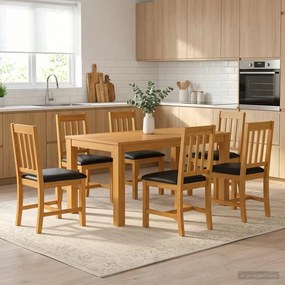 vidaXL Σετ τραπεζαρίας VENLO 7 τμχ. Μαύρο 150 x 85 x 75 εκ