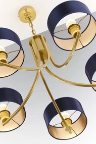 Κρεμαστό Πολύφωτο Arthur Φ75cm Χρυσό με Μπλε Ύφασμα