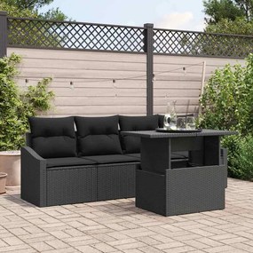 vidaXL Σετ Καναπέ Κήπου με αποθήκευση 5 pcs Μαύρο Πολυ ράταν