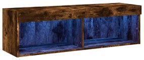 vidaXL Έπιπλο Τηλεόρασης με LED Καπνιστή Δρυς 100x30x30 εκ.
