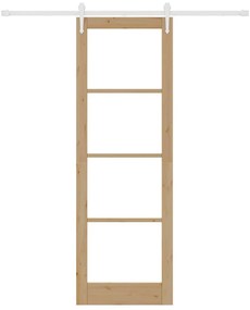 vidaXL Ολισθητή Πόρτα Χειροκίνητος Καφέ 78 x 232 cm Ξύλο και μέταλλο